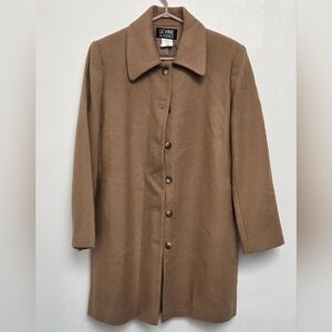 Levine Classic Vintage Sz 8 /M 100% Wool Tan Longline Coat/ Jacket Pockets